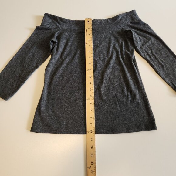 Ann Taylor LOFT Off The Shoulder‎ Top Tee Charcoal Gray Womens XSP EUC - Picture 6 of 7